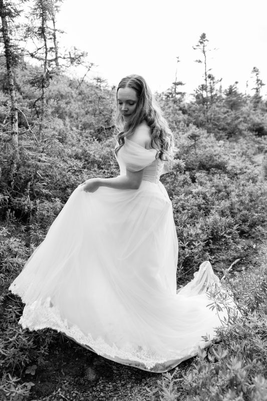 bride holding her dress
